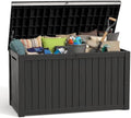 ROJIK Outdoor Storage Housing Deck Box - Waterproof Patio Furniture, Garden Tools, Cushions, Pool Accessories Storage Bench with Lockable Lid and Side Handles (Black, 200 Gal) by ROJIK