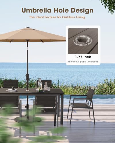 Outdoor Dining Chiars Set of 2, Aluminum Patio HDPS Outdooor Dining Chiars, All Weather Patio Furniture Set (Charcoal) - Image 3