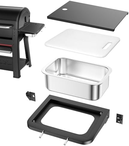 Utheer Grill Side Table Shelf for Weber Searwood 600/600XL Cut & Rinse Prep by Utheer