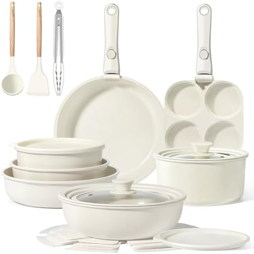 GiPP 21PCS Pots and Pans Set Nonstick Cookware Set with Detachable Handle by GiPP