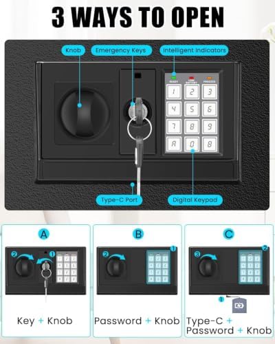 [- °] Fireproof Safe for Home, 1.3 Cuft Home Safe - Image 6