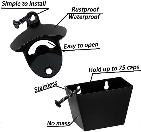 Stainless Beer Bottle Opener Wall Mounted and Cap Catcher Holder - Image 2
