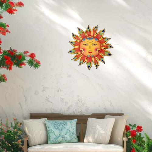 Metal Sun Flower Wall Decor,12.87 inches Sun Wall Art Hanging Decoration for Indoor and Outdoor, Garden Farmhouse Yard Patio Fence Living Room Bedroom Decor - Image 2