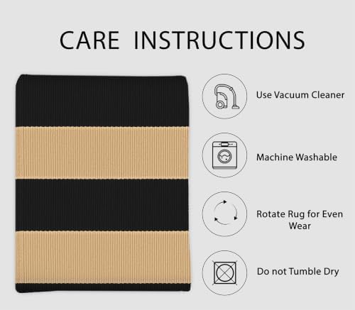 IOHOUZE 3x5 Striped Area Rug, Washable Front Porch Doormat, Black/Tan - Image 5