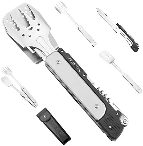 ROXON 6-in-1 Folding Grill Utensils Set, 14" BBQ Tools for Camping S601 by ROXON
