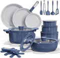 CAROTE 27pcs Ceramic Cookware Set, Pots and Pans Set with Detachable Handle by CAROTE
