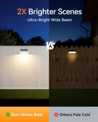 Solar Fence Lights Outdoor, 2 Pack Fence Lights Solar Powered RGB - Image 3