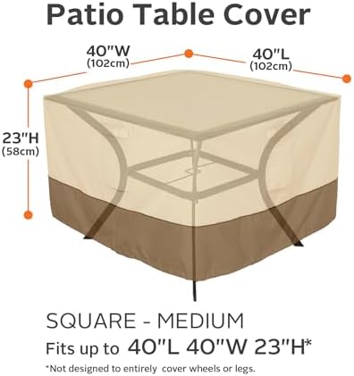 Classic Accessories Veranda Water-Resistant 40 Inch Square Patio Table Cover, Outdoor Table Cover - Image 3