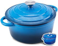 Enameled Cast Iron Round Dutch Oven -4QT Pot With Lid,Blue by WOKINS