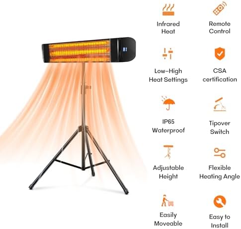 Paraheeter Outdoor Electric Infrared Patio Heater, 1500W - Image 6