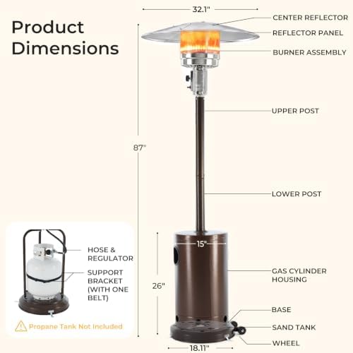 NEWBULIG 48,000 BTU Propane Patio Heater with Sandbox for Outdoor Use - Image 2