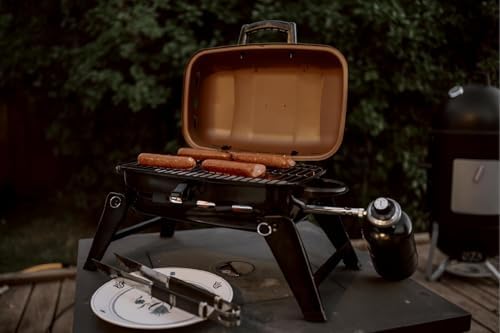 GasOne Tabletop Propane Grill – Portable Grill Propane with Heat Resistant Handles, Large Cooking Surface – User Friendly Temperature Control Knob Portable Gas Grill for RV, Camping, Home – Tan Brown - Image 7