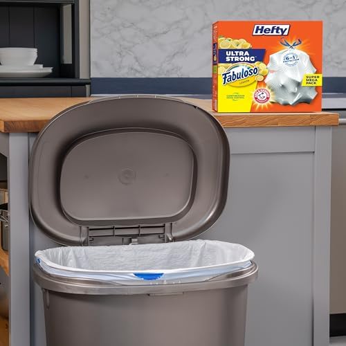 Hefty Ultra Strong 13 Gallon Trash Bags,Tall Kitchen Trash Bags 13 Gallon Size,Resist Leaks,Punctures,and Rips,Continuous Odor Control,White,Fabuloso Lemon Scent,110 Count,(Pack of 3) - Image 4