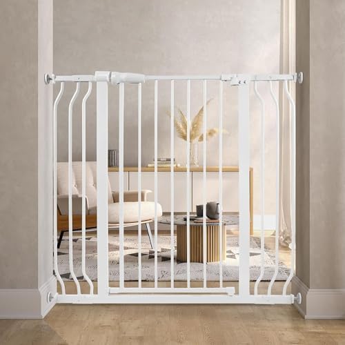 BalanceFrom 29.1-43.3" Easy Walk-Thru Baby and Pet Safety Gate with Hold-Open and Auto-Close – Adjustable Steel Barrier for Stairs, Doorways, and Hallways, No Drilling Installation by BFFITNESS