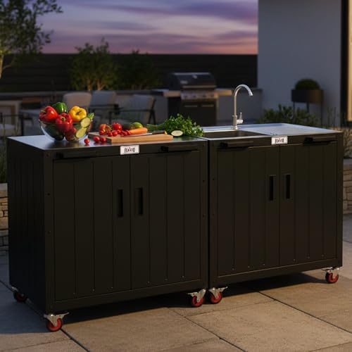 Feasto Modular Outdoor Kitchen Island with Storage and Stainless Steel Top - Image 2