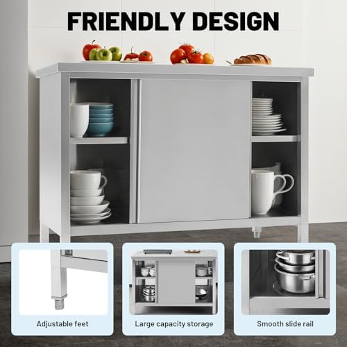 Hally Stainless Steel Cabinet 30"x60" Commercial Heavy Duty Prep Workbench - Image 3