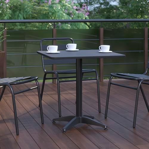 Flash Furniture 27.5 in Indoor/Outdoor Square Table with Base, Black - Image 6