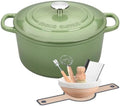 EDGING CASTING Enameled Cast Iron Dutch Oven with Sourdough Bread Baking Kit, Bread Dutch Oven with Lid, Includes Proofing Basket & Baking Tools, 5qt, Pistachio Green by EDGINGCOOKWARE