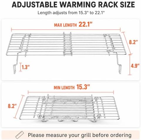 Hisencn Universal Adjustable Warming Rack for Gas Pellet Griddle Smoker - Image 2
