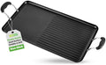 NutriChef 24" Stove Top Griddle Pan, Nonstick Double Burner Grill & Griddle Combo, Ridged & Flat Surfaces, Suitable for Frying & Searing, Cool-Touch Handles, Easy to Clean, Black by NutriChef%E2%84%A2Kitchen