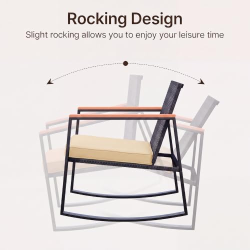 Gizoon 3 Pieces Rocking Patio Bistro Set with Anti-Scald Armrest - Image 5