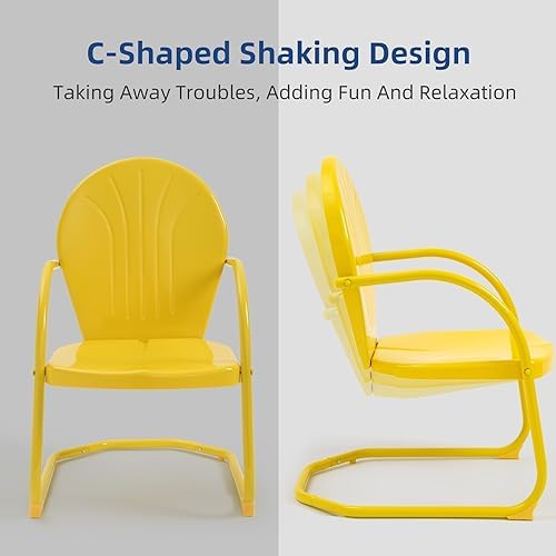 Outdoor 3-Piece Metal Bistro Set, Patio Conversation Set of 2,Yellow - Image 6