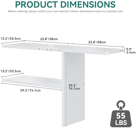YITAHOME 30cuft Horizontal Storage Shed Shelf, Weatherproof Metal Shelf for 30 cu ft Tool Cabinet, Ideal for Outdoor Use, Easy Assembly,45.6" L X 13.2" W X 29.2" H, White - Image 6