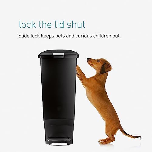 simplehuman 40 Liter / 10.6 Gallon Slim Kitchen Step Trash Can With Secure Slide Lock, White Plastic - Image 4