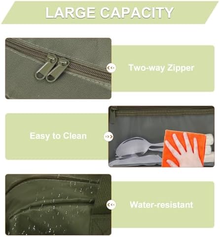 22" Upgraded Grill Tools Storage Bag, BBQ Utensil Holder with Pockets, Carry Bag for Outdoor Camping & Hiking BBQ, Gift for Men, Green - Image 4