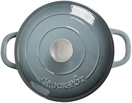 Crock Pot Artisan 5-Quart Round Enameled Cast Iron Dutch Oven – Slate Gray, Heavy-Duty Cookware for Slow Cooking, Roasting, Baking with Lid (Pack of 2) - Image 2