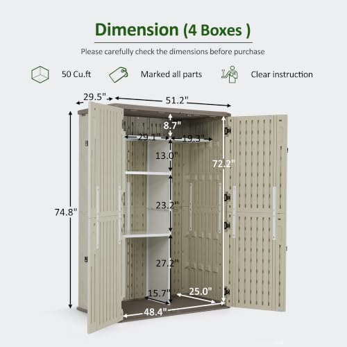 Macrout 50 Cu Ft Outdoor Storage Cabinet with Shelves, Waterproof ST5782 - Image 2