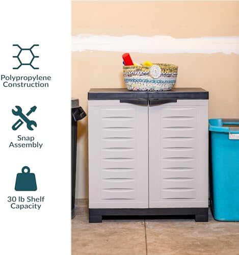 Sunnydaze 25.5" Garage Storage Cabinet with Adjustable Shelf, Gray - Image 5