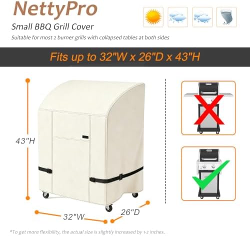 NettyPro Grill Cover for Outdoor Grill 32 Inch Waterproof Heavy Duty, Beige - Image 3