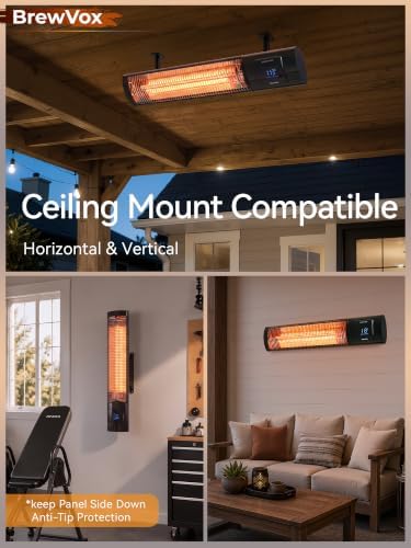 1500W Patio Heater, Electric Outdoor Heaters for Patio with Thermostat, Instant Warmth Carbon Fiber Infrared, Smart App & Remote Control, Wall & Stand Mount, IP65 Waterproof - Image 5