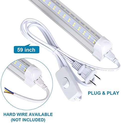 (10-Pack) 8ft LED Shop Light Fixture,V Shape 100W 18500LM 5000K (Daylight White),8 Foot, 96'' T8 Integrated LED Tube, Linkable Led Bulbs for Garage, Warehouse, Plug and Play, Clear Lens - Image 4