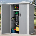 DWVO 60 Cuft Outdoor Tall Storage Shed with 2 Shelves, 5X3FT Vertical Tool Shed with Floor & Lockable Doors, Sturdy Double-Wall Plastic Cabinet for Garbage Cans and Garden Equipment (Gray) by DWVO
