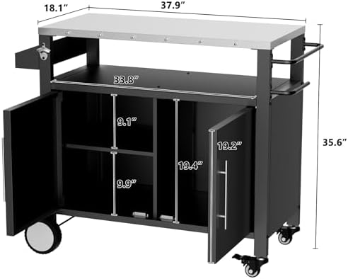 Outdoor Grill Cart with Patio Furniture, Outdoor Grill Table with Storage - Image 5