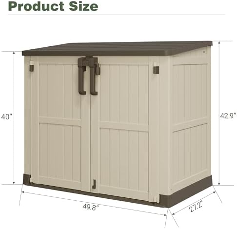 LHBcraft Waterproof Outdoor Storage Box 36 Cu Ft with Lockable Doors,Portable Outdoor Storage Shed,Horizontal Outdoor Storage Cabinet for Garden,Brown-Beige - Image 5