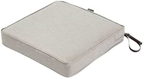 Classic Accessories Montlake Water-Resistant 19 x 19 x 3 Inch Square Outdoor Seat Cushion, Patio Furniture Chair Cushion, Heather Grey, Outdoor Cushion Cover by ClassicAccessories