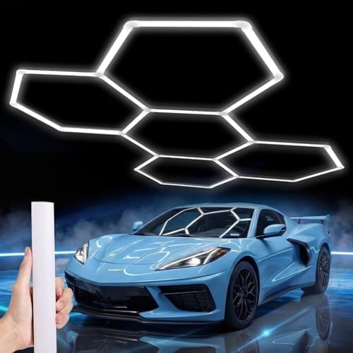 LZHOME Hexagon 5000K LED Garage Lights: 25 Pack Updated 1.31-inch Wider Size,26300LM Super Bright Hex Lighting Ceiling LED Shop Light for Garage, Car Detailing, Workshop, Warehouse, Gym, Basement by LZHOME