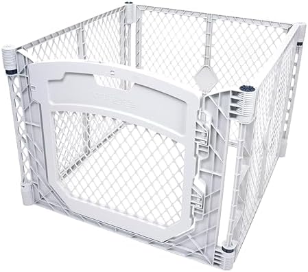 MyPet North States Petyard Plus: 3 Ft. Wide Folding Dog Playpen Indoor or Outdoor. 4-Panel Freestanding Play Pen Dog Gate Made in USA. 26" Tall, Light Gray by NorthStatesMyPet