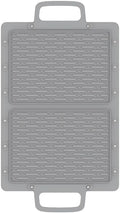 Large Silicone Grill Mat, Heat Resistant Non-Slip BBQ Mat, Foldable Grill Side Shelf Pad with Snap Buttons, Food-Grade, Convertible Storage Bag for BBQ Utensils & Accessories, Gray by YOUCHNEGZHIFAN