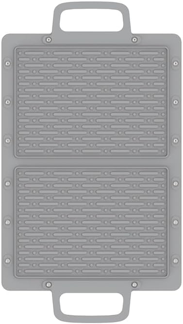 Large Silicone Grill Mat, Heat Resistant Non-Slip BBQ Mat, Foldable Grill Side Shelf Pad with Snap Buttons, Food-Grade, Convertible Storage Bag for BBQ Utensils & Accessories, Gray by YOUCHNEGZHIFAN