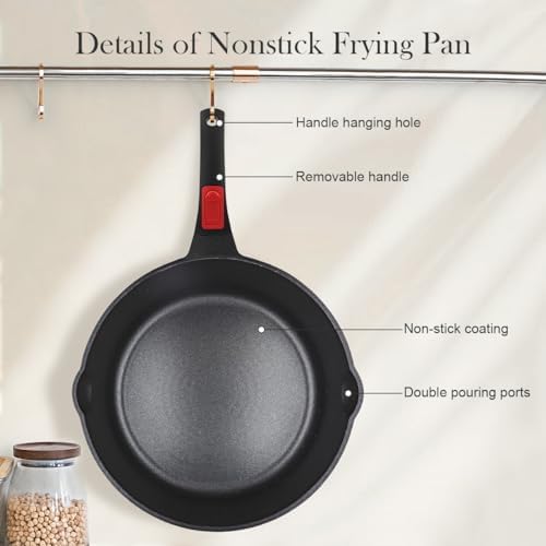 12 Inch Deep Frying Pan Skillet Nonstick with Lid, 5 Qt Saute Pan - Image 4