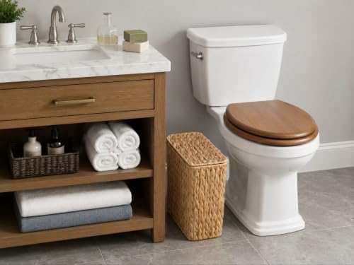 Coeusy Wicker Trash Can, Small Bathroom Trash Can with Lid, 3 Gallon - Image 2