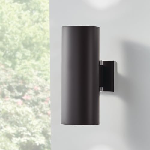 Kichler Cylinders 15" 2-Light Outdoor Cylinder Wall Sconce in Architectural Bronze, (15" H x 5.75 W), 9246AZ - Image 2