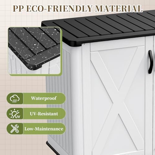 Patiowell 26 Cu.ft Resin Outdoor Storage Cabinet with Lockable Door, White - Image 3