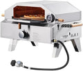 Outdoor Pizza Oven, 13 inch Gas Powered Pizza Maker with Thickened Cordierite Stone & Built-in Thermometer, 2-in-1 Portable Outside Gas Grill & Oven for Backyard & Camping, Stainless Steel by Qinazoe