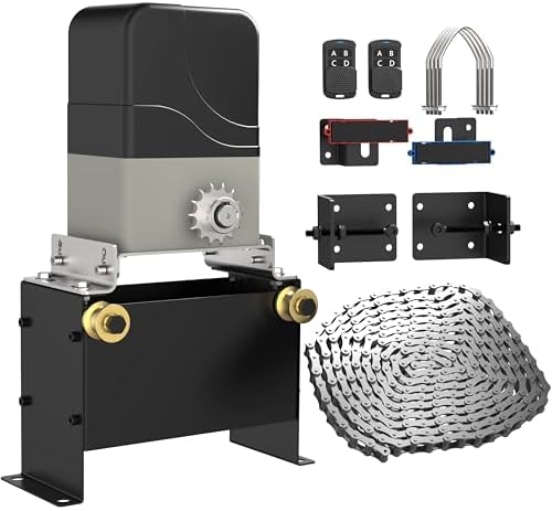 Blütezeit 1100lb Sliding Gate Opener - Chain Drive Electric Gate Motor with 2 Remotes & 16.4ft Chains Hardware Kit, Automatic Slide Gate Operator for Driveway Gates Acess System by Bl%C3%BCtezeitGateSystems