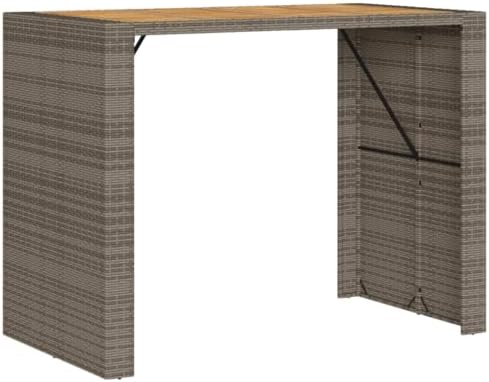Garden Bar Table Grey, Solid Acacia Wood Top with Powder-Coated Steel Frame for Outdoor Patio Use, Rectangular Design for Casual Dining and Entertaining, Durable - Image 7